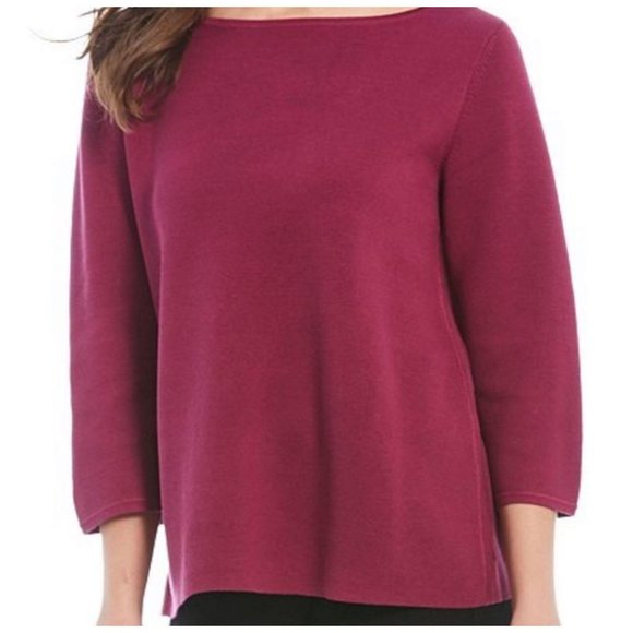 Eileen Fisher Silk & Organic Cotton Sweater in Mum - Picture 4 of 13